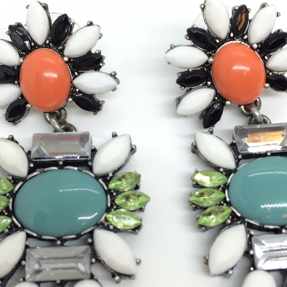 3/$30 COLORFUL STATEMENT RHINESTONE EARRINGS MULTICOLOR CLUSTER LONG PARTY - Picture 11 of 12